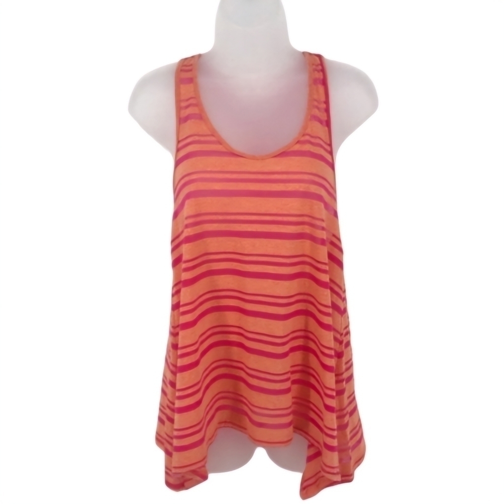 Grane Orange and Pink‎ Striped Racer Back Tank Top